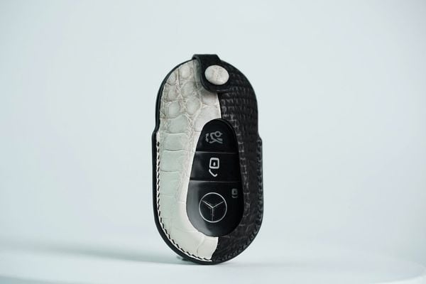  Bao Da Chìa Khóa Mercedes - Da Black Shark Skin và Himalaya Leather 