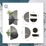 Kệ dán tường bán nguyệt xám decor BB-X|Molago