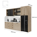 Trọn bộ hệ tủ/kệ bếp gỗ - 7 món - Rattan|Molago
