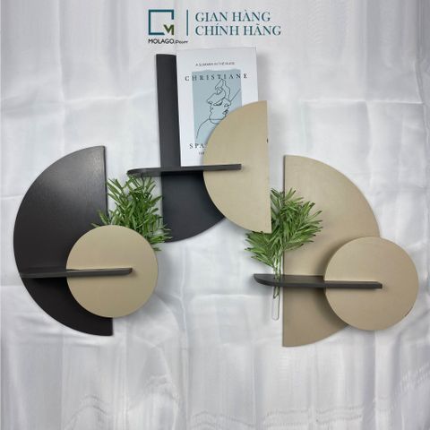 Kệ gỗ dán tường decor trang trí bán nguyệt BA-D|Molago