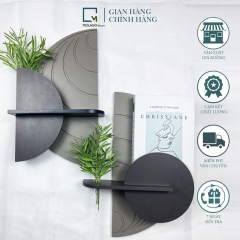 Kệ dán tường bán nguyệt xám decor BB-X|Molago