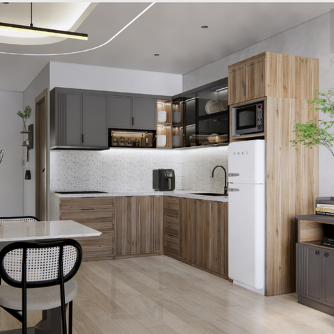 Trọn bộ hệ tủ/kệ bếp gỗ - Miniwa|Molago