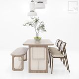 Bộ bàn ghế ăn nhiều kích thước 1m2-1m8 Sakura|Molago