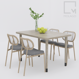 Bộ bàn ghế ăn gỗ nhiều kích thước 1m2-1m8 Silvan|Molago