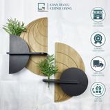 Kệ gỗ dán tường trang trí bán nguyệt vân gỗ nhạt BB-V|Molago