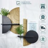 Kệ gỗ dán tường trang trí bán nguyệt vân gỗ nhạt BB-V|Molago