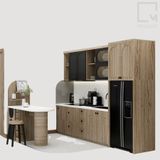Trọn bộ hệ tủ/kệ bếp gỗ - 7 món - Rattan|Molago