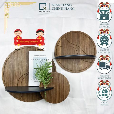 Kệ gỗ dán tường decor hình tròn TB-N|Molago