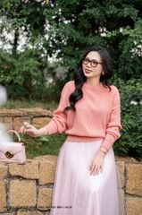 Áo len croptop hồng đào tay rơi KĐH AL36