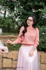 Áo len croptop hồng đào tay rơi KĐH AL36