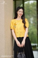 Áo boil vàng thêu hoa chân SM509