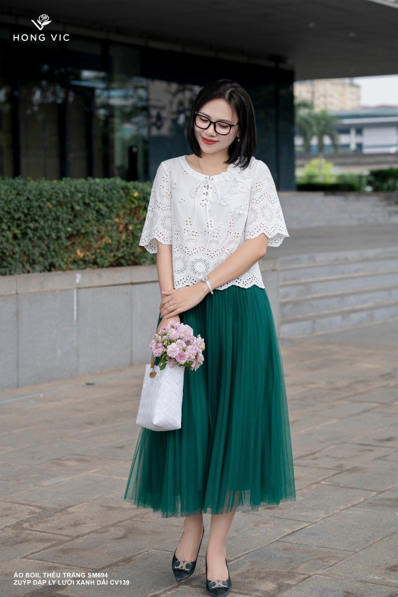 Áo boil thêu trắng SM694
