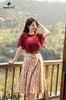 Áo đỏ mận đính hoa hồ điệp SM655