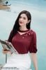 Áo lụa đỏ mận tay nhún SM653