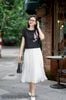Áo croptop đen hoa thiên hương hồng SM699