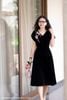 Đầm nhung đen trâm bích DL918