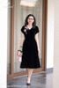 Đầm nhung đen trâm bích DL918