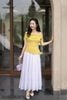Zuýp trắng thêu xếp ly dài CV367