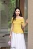 Zuýp trắng thêu xếp ly dài CV367