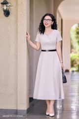 Đầm kem thêu hoa nhí DL953