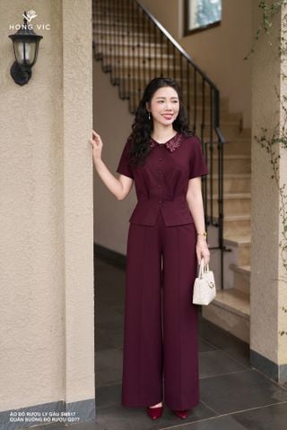Quần suông đỏ rượu QD77