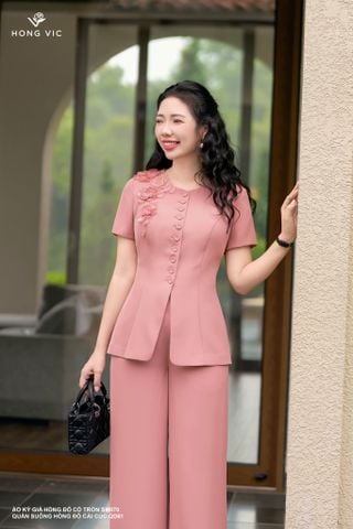 Áo ký giả hồng đỗ cổ tròn SM870