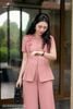 Quần suông hồng đỗ cài cúc QD61