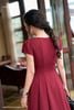 Đầm đỏ đô xòe tách mảnh DL931