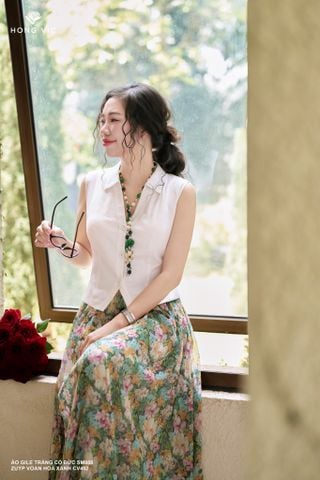 Áo gile trắng cổ đức SM888