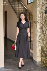 Đầm ghi đậm cổ V DL947