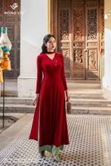 Áo dài nhung đỏ như ý AD47
