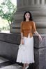 Áo cotton nâu dún hông tay lỡ SM618