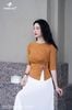 Áo cotton nâu dún hông tay lỡ SM618