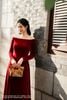 Áo dài nhung đỏ cát tường AD48