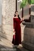 Áo dài nhung đỏ cát tường AD48