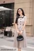 Áo ký giả ghi chấm nhung đen SM821