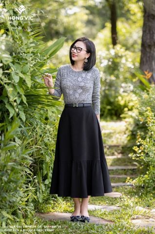 Áo len ghi cổ tròn dài tay SM720