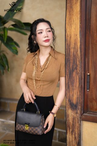 Áo nhũ nâu cổ đức SM851