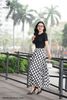 Đầm kẻ caro nơ cổ DL857