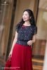 Áo voan đen hoa thanh liễu bo gấu SM889