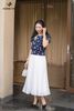 Áo voan hoa hồng bạch bo gấu SM889