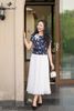 Áo voan hoa hồng bạch bo gấu SM889