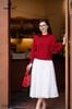 Áo len croptop đỏ tay rơi AL36
