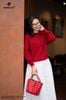 Áo len croptop đỏ tay rơi AL36