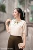 Áo lụa be chuỗi ngọc SM806