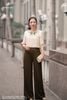 Áo lụa be chuỗi ngọc SM806