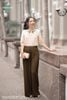 Áo lụa be chuỗi ngọc SM806