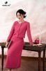Zuýp dạ hồng sen xòe dài CV380