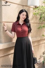 Áo cotton đỏ rượu cổ đức SM835