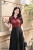 Áo cotton đỏ rượu cổ đức SM835